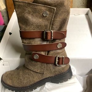Blowfish Malibu boots size 8 style rider color chocolate spindal/whiskey dye cut